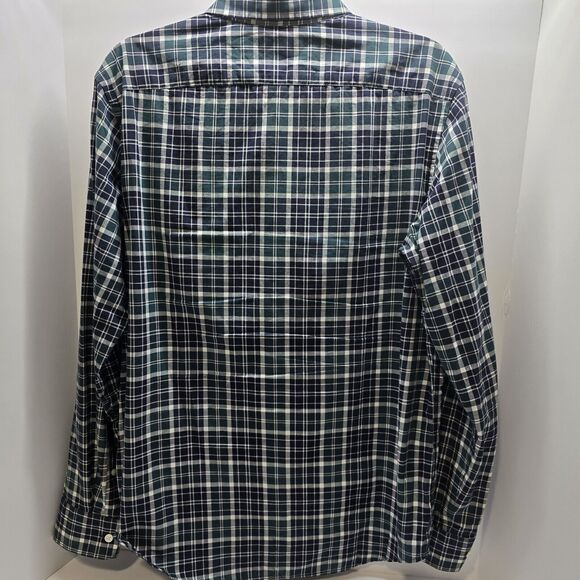 Banana Republic Standard Fit Medium Blue/green Check Soft Wash - Picture 4 of 6